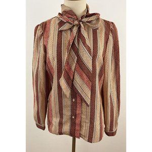 Country Suburbans Women's 18 Calico Print bow Secretary Geek Shirt Top